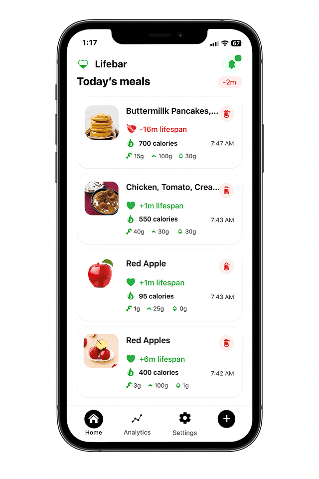 LifeBar AI - Meal Logging